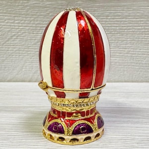 Pudełko w stylu jajka Faberge Pudełko na biżuterię z kryształkami Swarovskiego Wystrój domu Wysokość: 8 cm / 3,1 cala