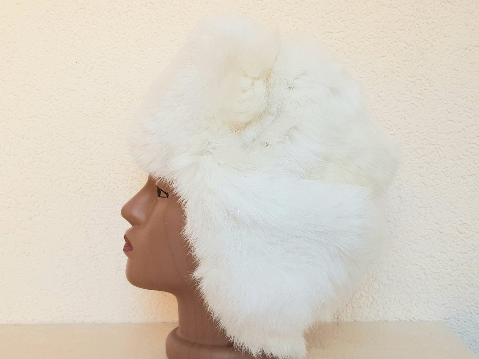 White Winter Hat Ushanka Natural Rabbit Fur | Etsy