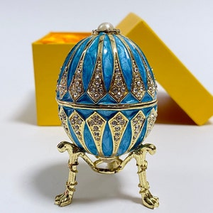 Pudełko w stylu jajka Faberge Pudełko na biżuterię z kryształkami Swarovskiego Wystrój domu Wysokość: 8 cm / 3,1 cala