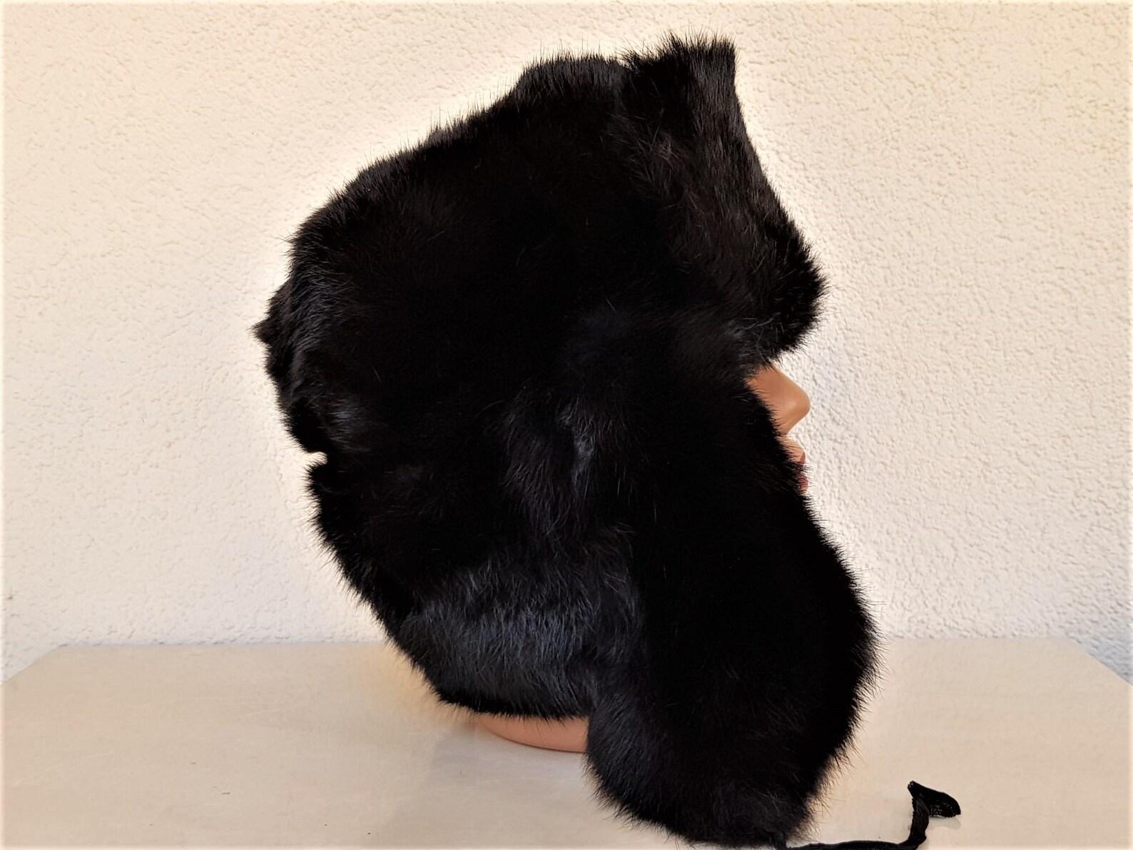 Black Winter Hat Ushanka Natural Rabbit Fur - Etsy