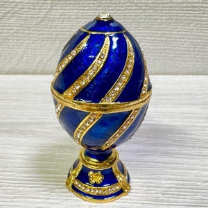 Pudełko w stylu jajka Faberge Pudełko na biżuterię z kryształkami Swarovskiego Wystrój domu Wysokość: 8,5 cm / 3,4 cala