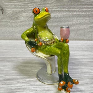 Faberge style  Animal Figure  Frog Swarovski stones Decor Home  Ringbox  Gift Heigh  3.4 inches (8.5 cm)