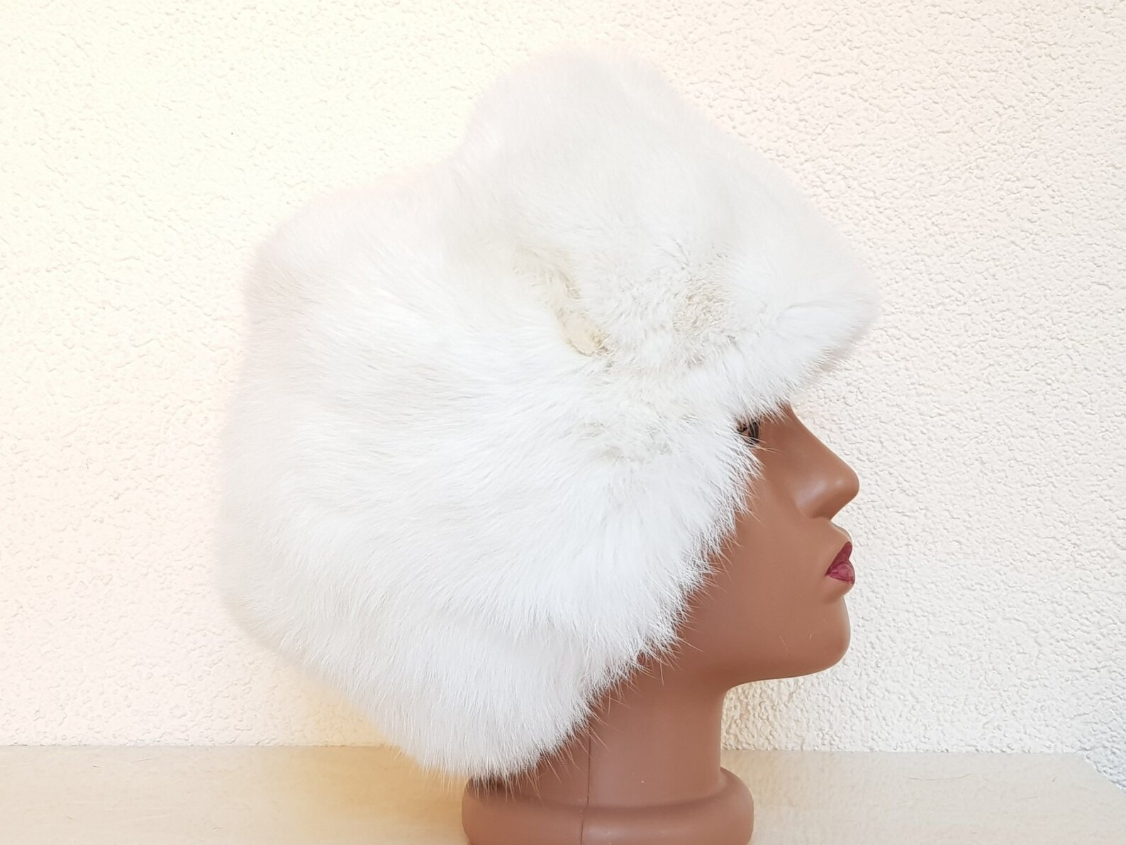White Winter Hat Ushanka Natural Rabbit Fur | Etsy