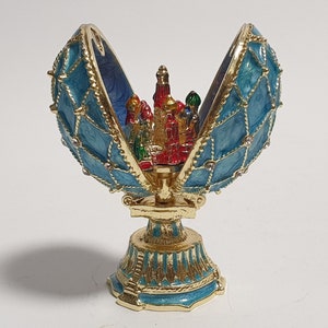 Pudełko w stylu jajka Faberge Pudełko na biżuterię z kryształkami Swarovskiego Wystrój domu Wysokość: 7 cm / 2,8 cala