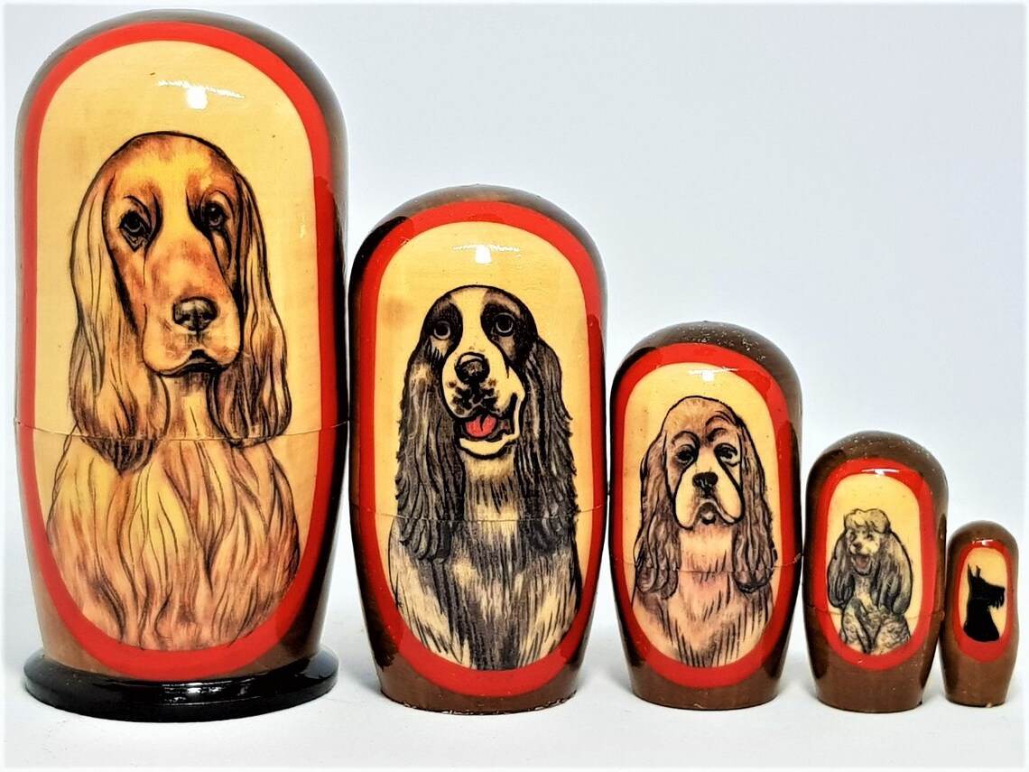 Dogs Nesting Dolls Animal Toys Matryoshka Gift 5pcs Height 11 Etsy
