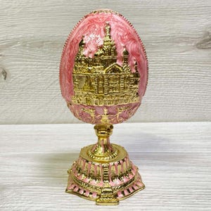 Pudełko w stylu jajka Faberge Pudełko na biżuterię z kryształkami Swarovskiego Wystrój domu Wysokość: 4,8 cala (12 cm)