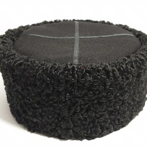 Autentic KUBANKA Sombrero Karakul de piel de astracán natural Gorra Ejército
