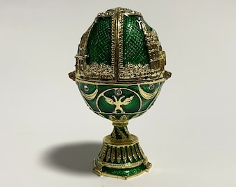 Faberge Egg Style Box Swarovski Crystals Jewelry Box Home Decor Height: 7.5cm / 3 inches