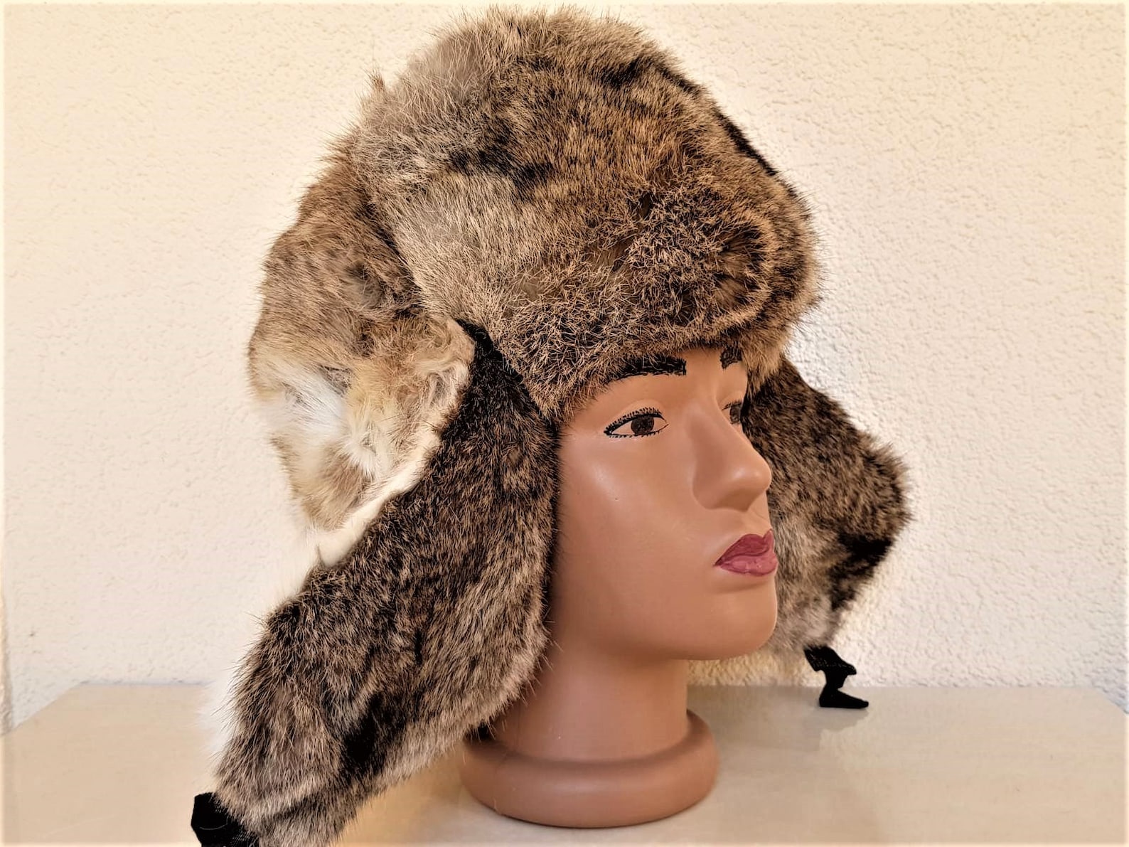 Winter Hat Ushanka Natural Rabbit Fur - Etsy