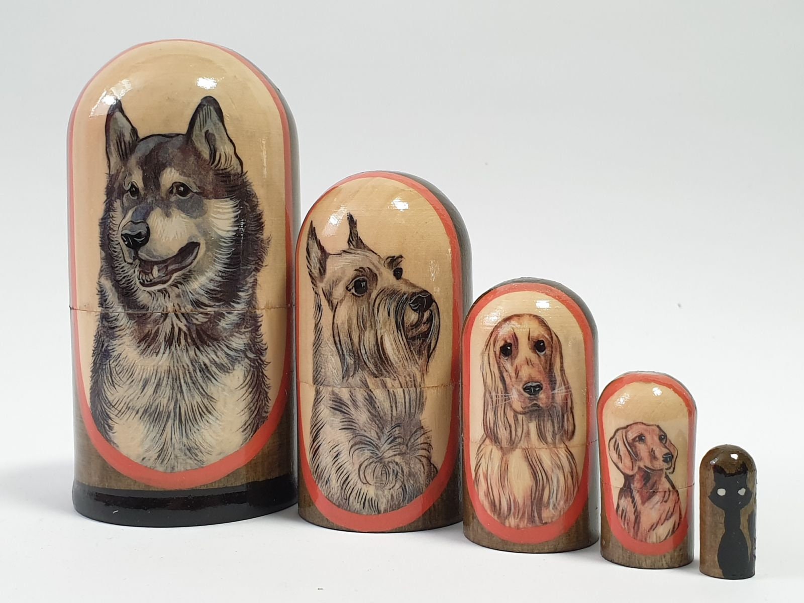 Dog Nesting Dolls Animal Toys Matryoshka Gift 5pcs Height 11 Etsy