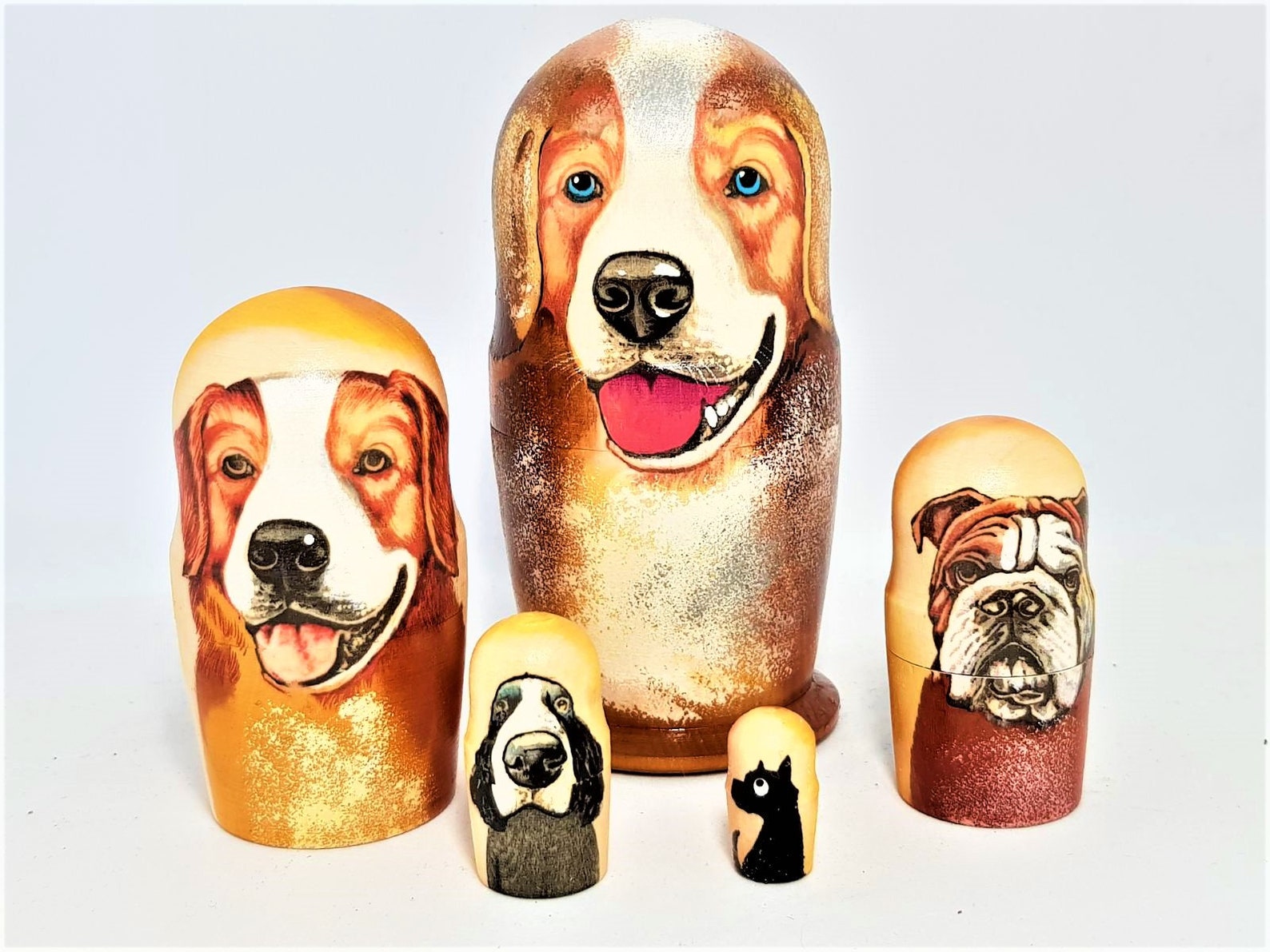 Dogs Nesting Dolls Animal Toys Matryoshka Gift 5pcs Height 12 Etsy