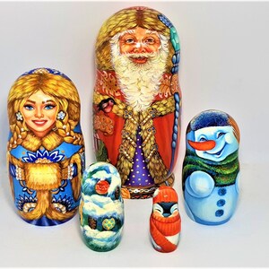 Nesting Doll Santa Claus and Snow Maiden Matryoshka Height 18cm/ 7 inch