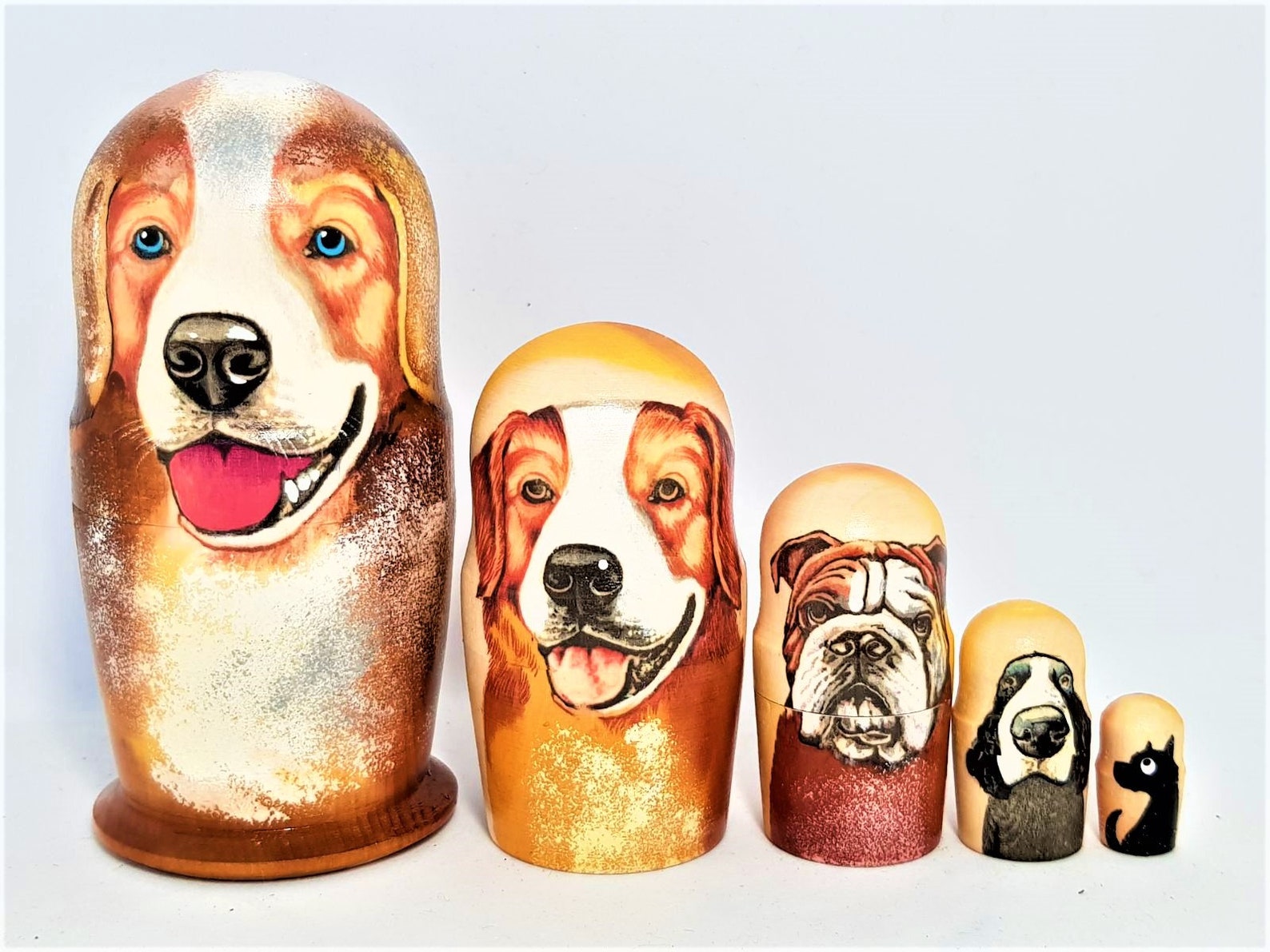 Dogs Nesting Dolls Animal Toys Matryoshka Gift 5pcs Height 12 Etsy