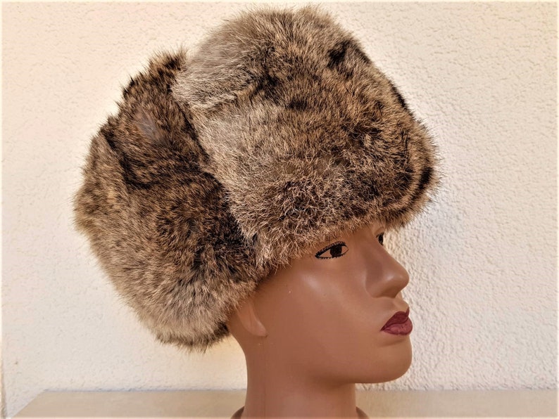 Winter Hat Ushanka Natural Rabbit Fur | Etsy