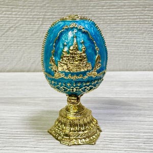 Pudełko w stylu jajka Faberge Pudełko na biżuterię z kryształkami Swarovskiego Wystrój domu Wysokość: 6,5 cm / 2,7 cala