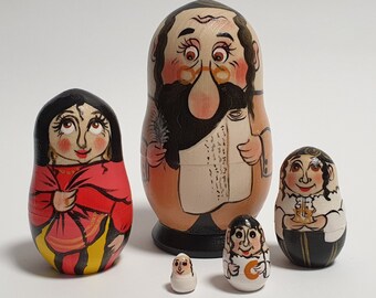 Nesting Doll Jewish Family Matryoshka 5 pcs  Height 10.5cm /4.1 inch