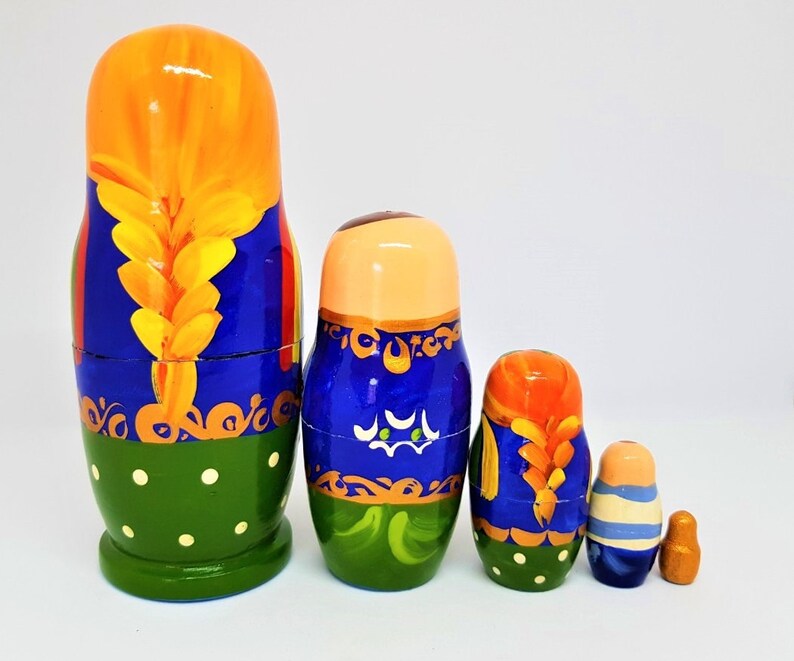 Nesting Dolls Ukrainian Family Matryoshka 5 Pcs Height 16 Etsy