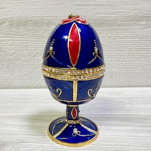 Pudełko w stylu jajka Faberge Pudełko na biżuterię z kryształkami Swarovskiego Wystrój domu Wysokość: 11 cm /4,4 cala