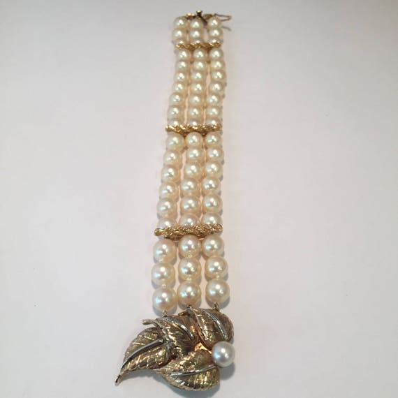 Antique pearl bracelet 1950s 14k gold.  Item #3 - image 1