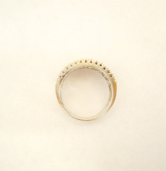 14K White Gold Rainbow Gemstone  Ring with Diamon… - image 4