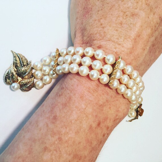 Antique pearl bracelet 1950s 14k gold.  Item #3 - image 2