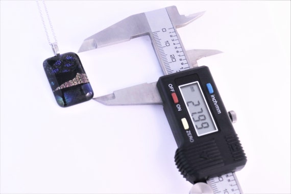 Cityscape rectangular dichroic glass pendant with… - image 3