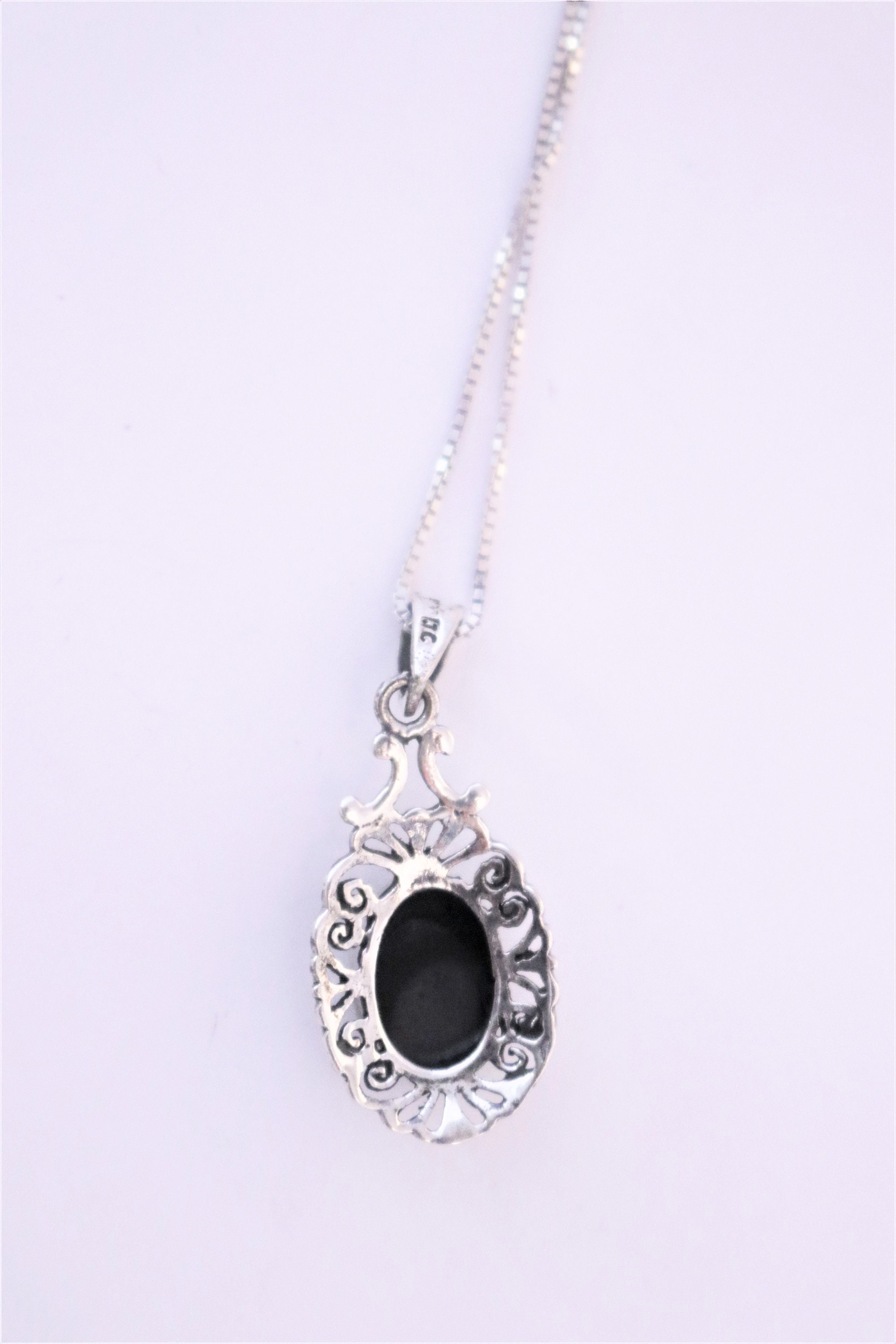 Silver Pendant With Oval Onyx 0.5 in Length and 0.3 in Width - Etsy