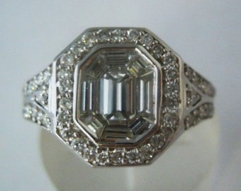 Antique Style 14K White Gold Diamond Engagement Ring Item #12