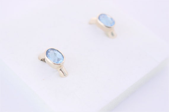 10ky aqua blue huggie earrings #X5 - image 1