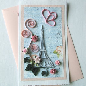 Love Paris Wenskaart, Verjaardagskaart, Valentijnsdagkaart, Moederdagkaart, Liefde Gewatteerde Kaart, Herinneringen uit Parijs, Familie cadeau