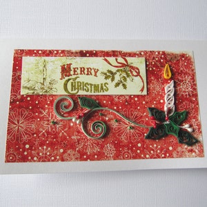 Merry Christmas handgemaakte wenskaarten-papier kunst kerstwensen-OOAK Merry Xmas Card-pretty Happy Holidays Gift Card