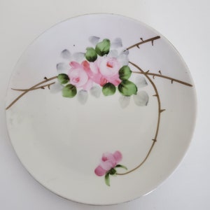 Nippon Hand Painted Pink Flower Plate