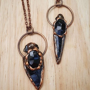 Black Obsidian & Copper Necklace ~ Soldered Pendant