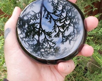 Black Obsidian Scrying Mirror With Triquetra Gift Bag