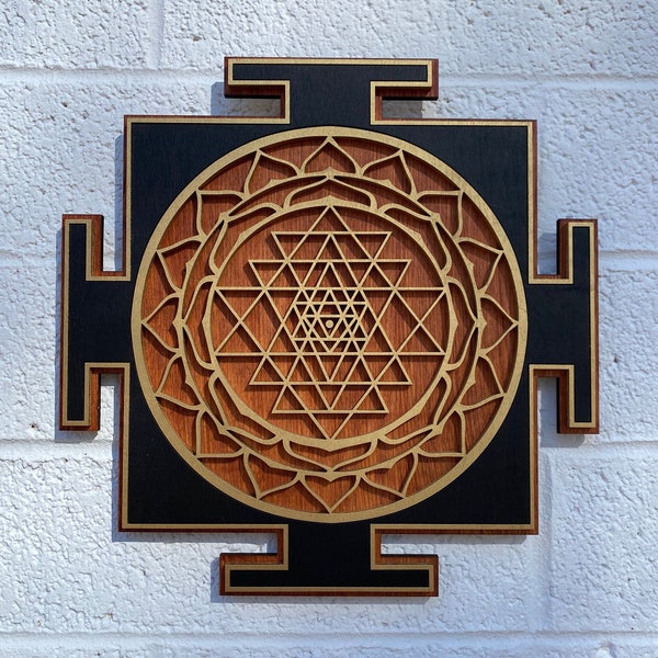 Sri Yantra Wall Art 11.11", Corte láser, Geometría Sagrada, Sri Chakra, Shree Yantra, Shri Yantra