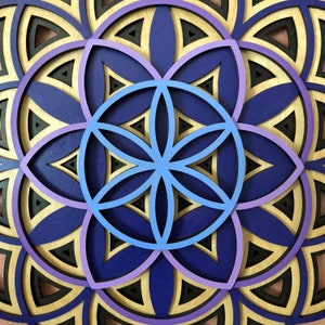 Flower of Life Mandala Wall Art 24" - Sacred Geometry - Multi-layered ...