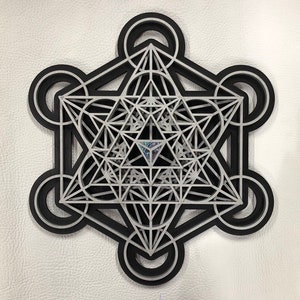 Ancient Future Mandala Wall Art 17.5&quot; - Metatron&#39;s Cube, Sacred Geometry, Tetrahedron, Merkaba