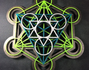 Metatron's Cube Wall Art 23.5", Laser Cut, Sacred Geometry, Mandala Art