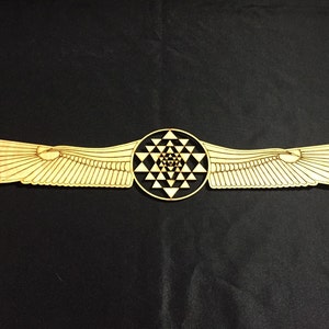 Sri Yantra met Egyptische Wings Wall Art Heilige Geometrie afbeelding 1