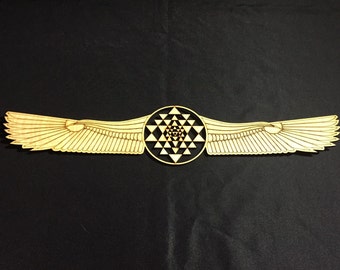 Sri Yantra with Egyptian Wings Wall Art - Sacred Geometry
