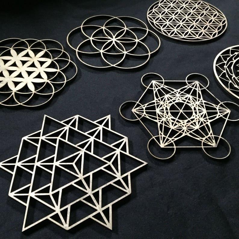 Sacred Geometry Set 6 Pieces, Laser Cut, use for Crystal Grids, Stencils, Wall Art image 3