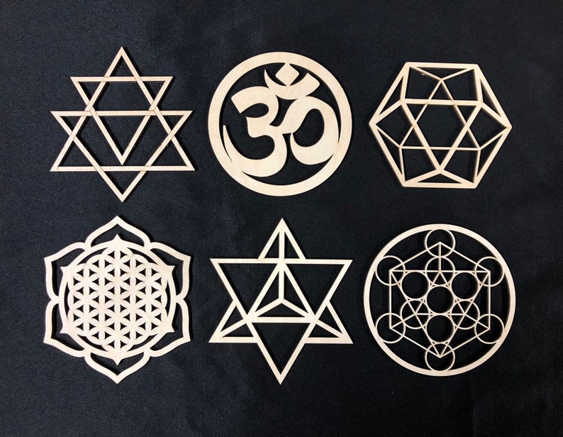 Sacred Geometry 2 Laser Cut, Stencil, Wall Art, Crystal Grid, Stamp 2 Sizes COMPLETE SET