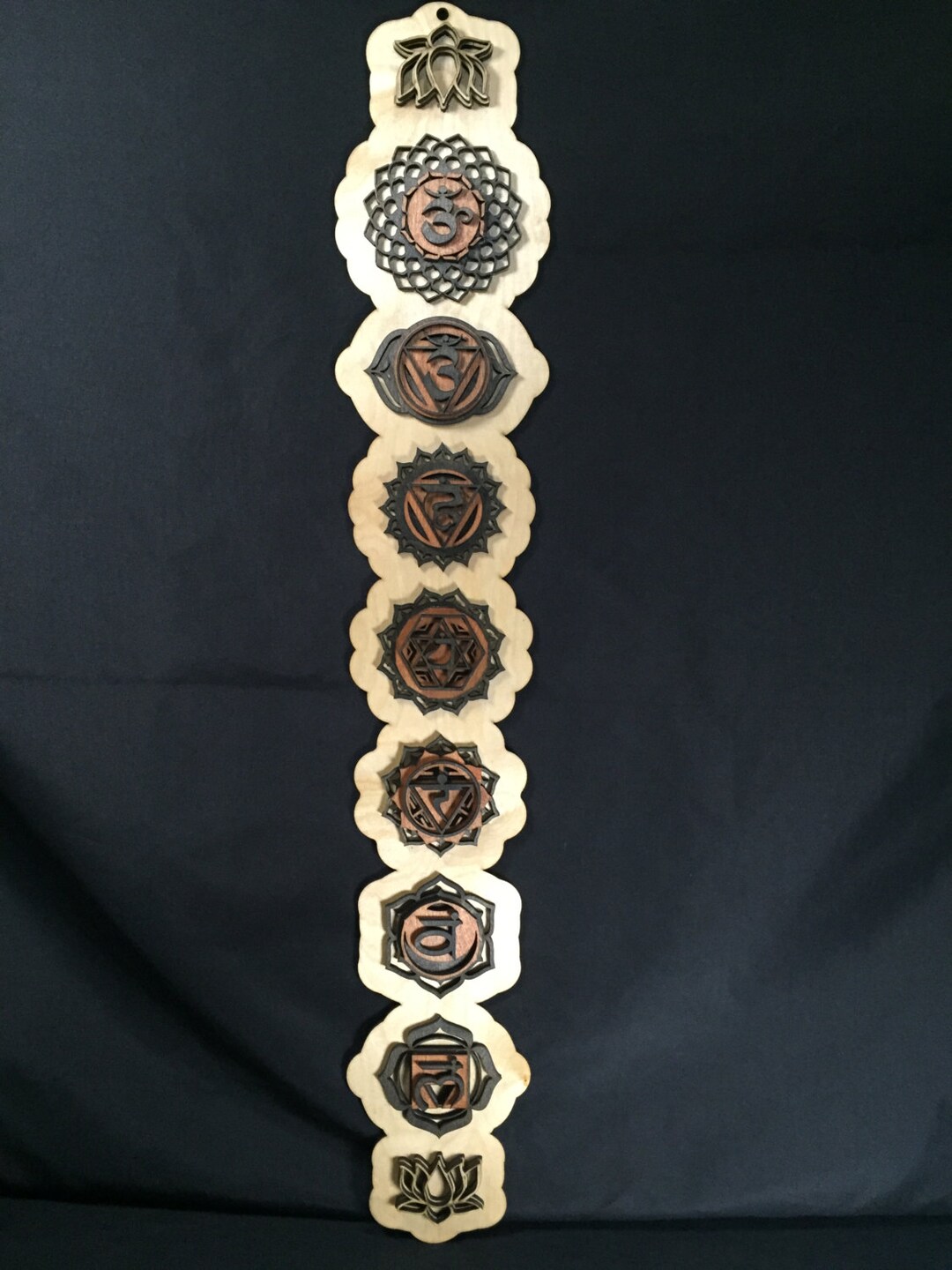 Chakra Wooden Wall Art: Laser Cut Birch Wood, Yoga Decor (34" X 6") - Etsy
