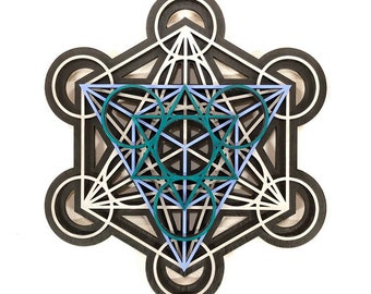 Metatron's Cube Wall Art 12", Laser Cut, Sacred Geometry, Mandala Art