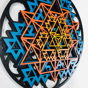 Tetraeddron frattale Mandala 11.5 Colori Fiamma Dipinta a mano Geometria Sacra immagine 2