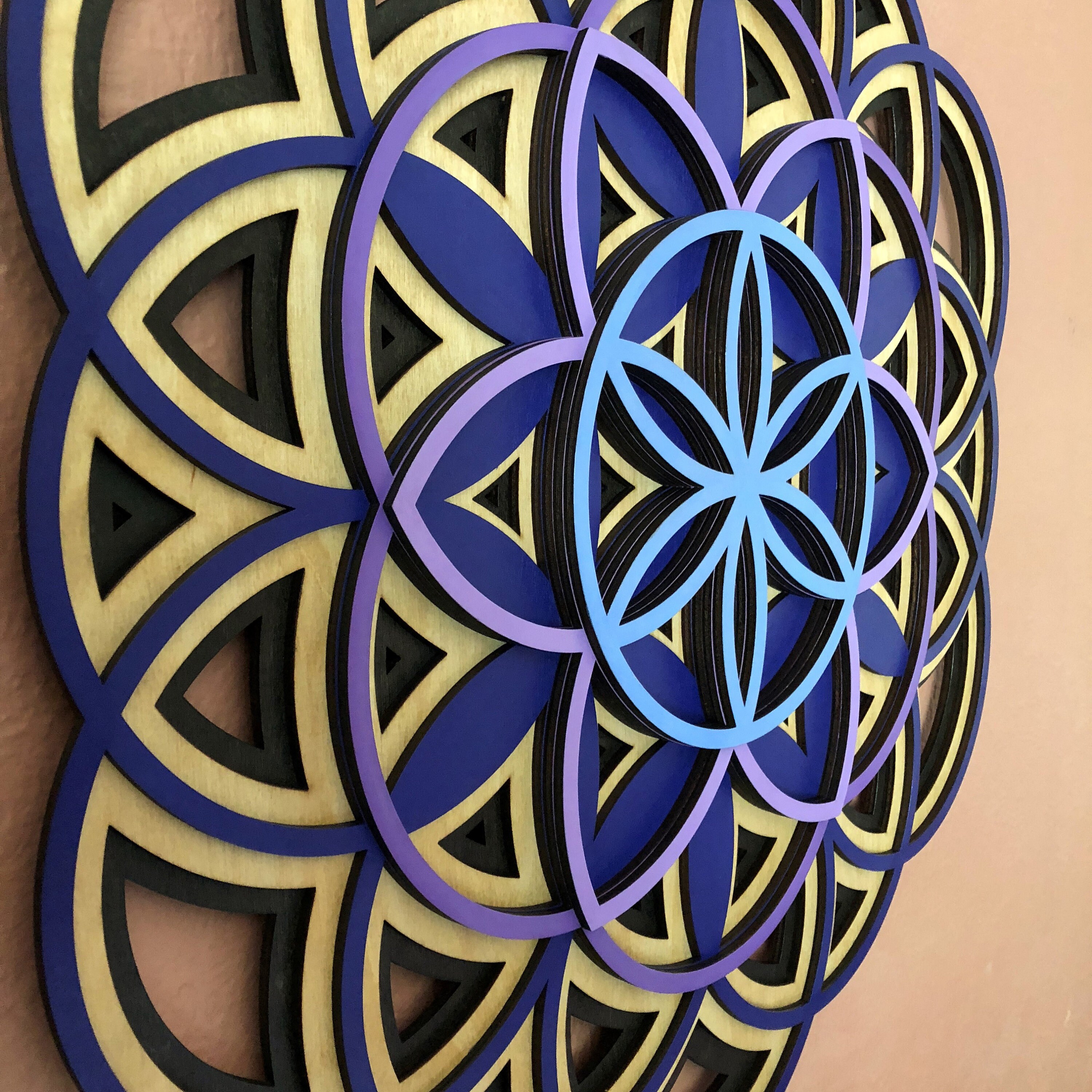 Flower of Life Mandala Wall Art 24" - Sacred Geometry - Multi-layered ...