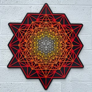 Tetrahedron Grid Source Mandala Wall Art 22.22” Sacred Geometry