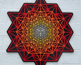 Tetrahedron Grid Source Mandala Wall Art 22.22” Sacred Geometry