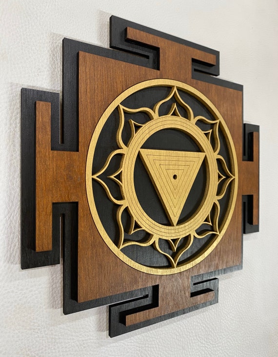 Brown Sri Yantra Wall Art , Laser Cut, Sacred Geometry, Sri Chakra, Shree Yantra, Shri Yantra, Sri Chakra Wall Hanging - UK