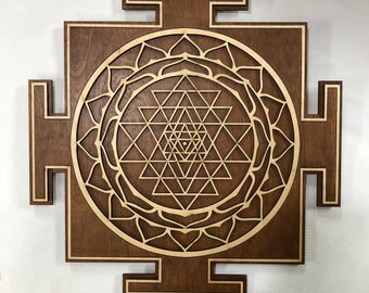 Sri Yantra Wall Art 17.5", Laser Cut, Sacred Geometry, Sri Chakra, Shree Yantra, Shri Yantra